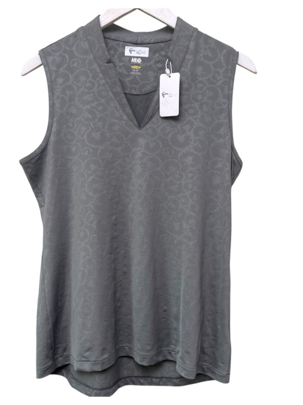 Greg Norman Womens Sleeveless Golf Top ML75 Stretch Gray V-neck Sportswear NWT